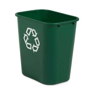 Rubbermaid Commercial, Recycling, 7.03125gal, Resin, Green, Rectangle, Receptacle