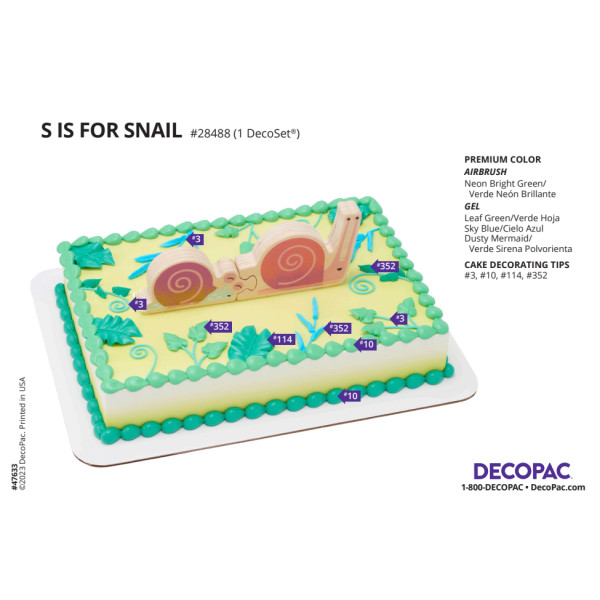 S is for Snail Cake Decorating Instruction Card