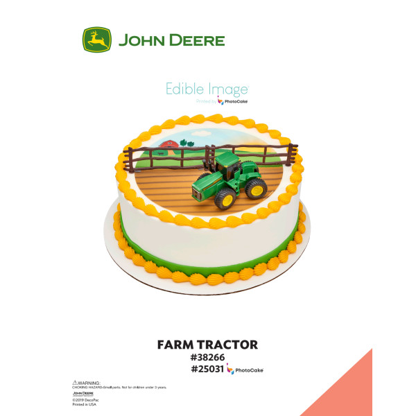 John Deere Farm Tractor The Magic of Cakes® PhotoCake® Enhanced Round Background Page