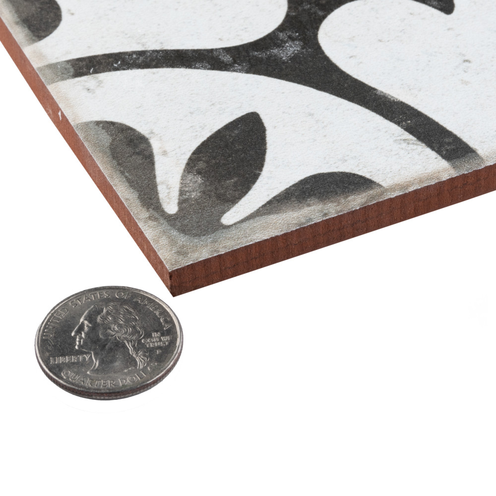 Kings Ornate Nero 17-5/8 in. x 17-5/8 in. Ceramic Floor and Wall Tile