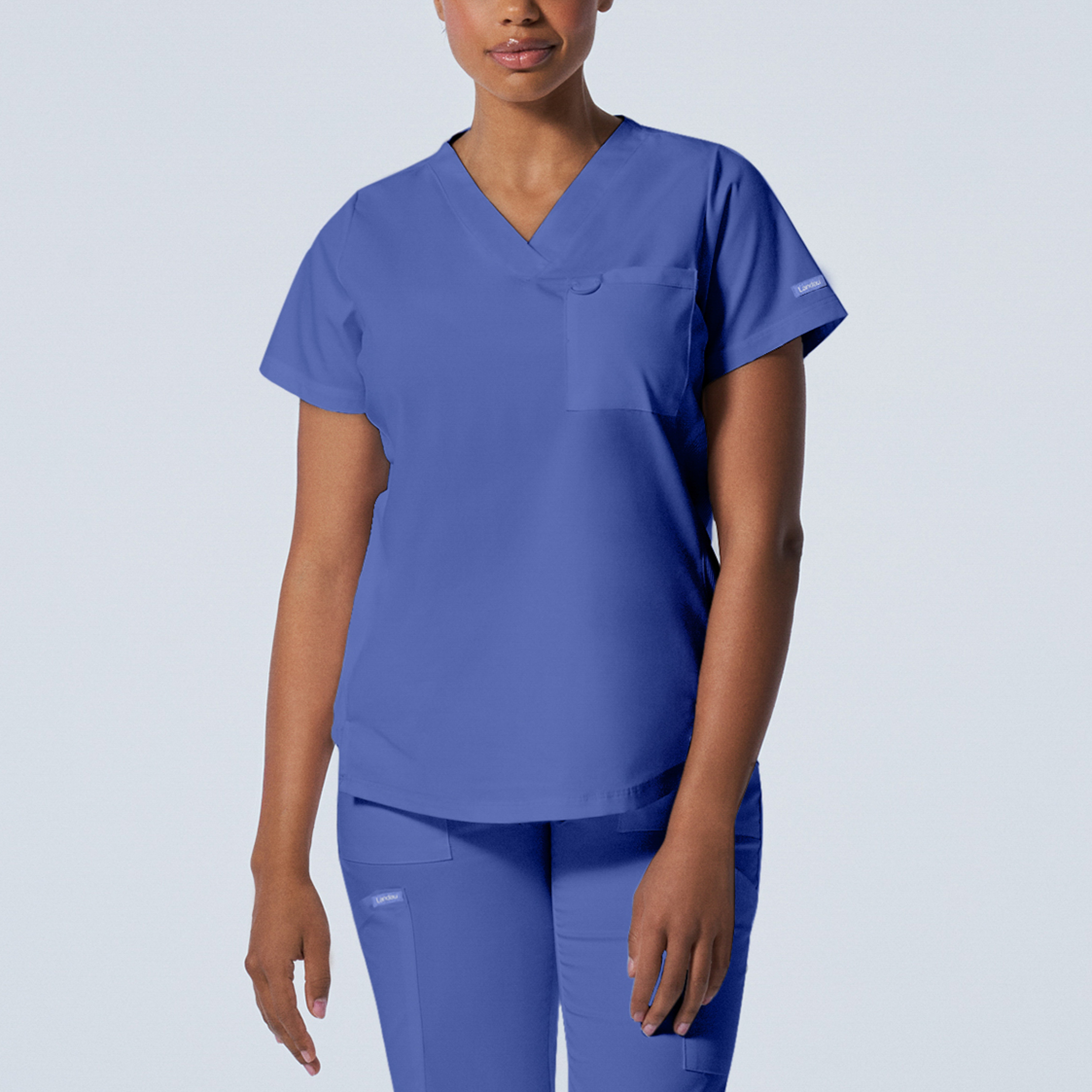 Landau ProFlex Women&#39;s 2&#45;Pocket V&#45;Neck Scrub Top-Landau