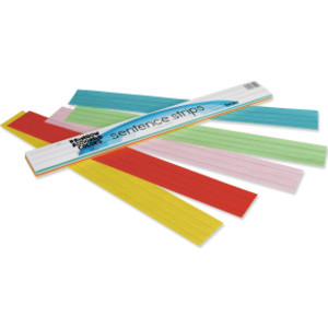Kraft Lightweight Sentence Strips, 5 Assorted Colors, 1-1/2" x 3/4" Ruled 3" x 24", 100 Strips