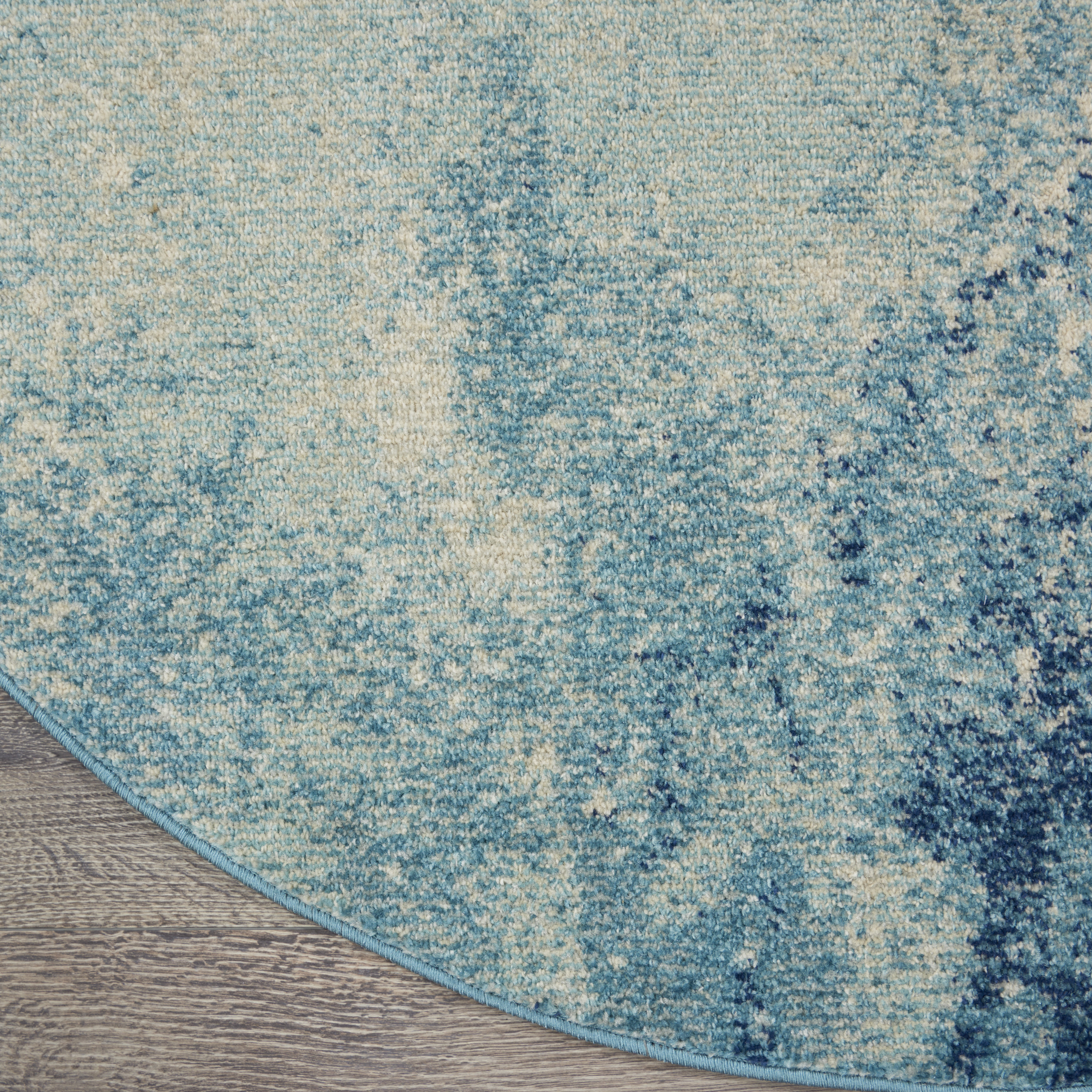 Nourison Passion 8' x Round Navy Light Blue Modern Indoor Rug