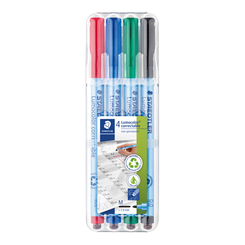 Lumocolor Correctable Dry Erase Pen, Set of 4