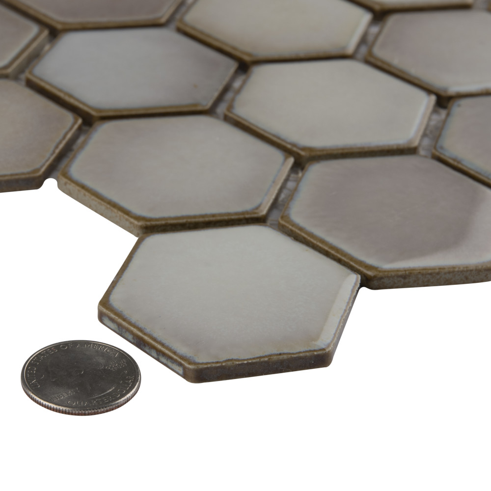 Hudson Due 2″ Hex Dove Grey 10-7/8 in. x 12-5/8 in. Porcelain Mosaic Tile