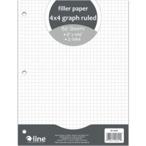 Filler Paper, 4 x 4 Graph Ruled, White, 80 Sheets