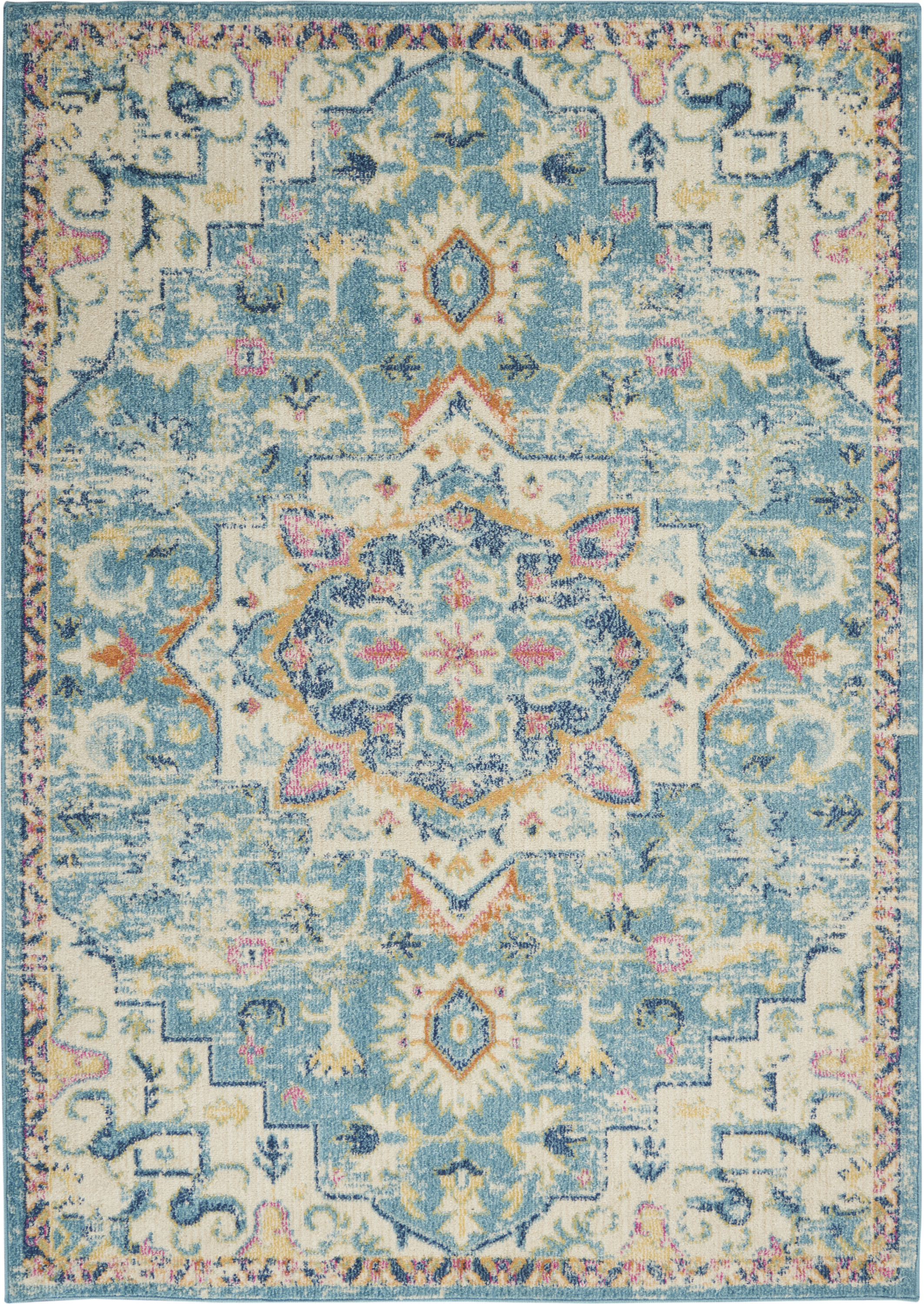 Nourison Passion 3'9" x 5'9" Ivory Light Blue Bohemian Indoor Rug