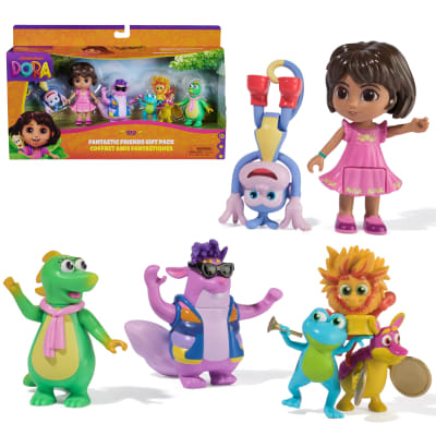 Dora, Coffret Amis fantastiques avec Dora, Babouche, Tico, Véra et le Trio Fiesta, figurines et jouets pour filles et garçons, à partir de 3 ans