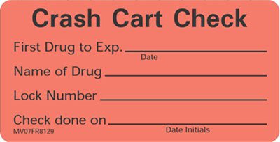PDC Healthcare LABEL, CRASH CART CHECK (330/RL) PROFTP