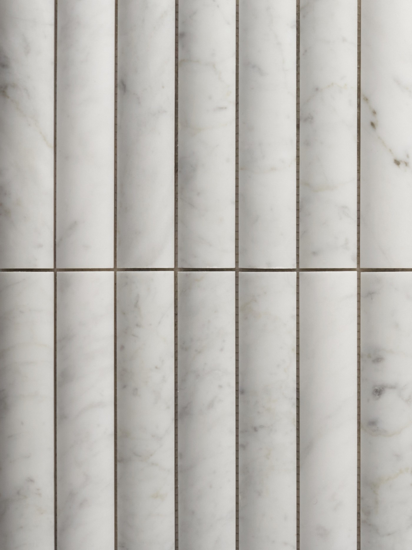 2 rows of white marble tile.