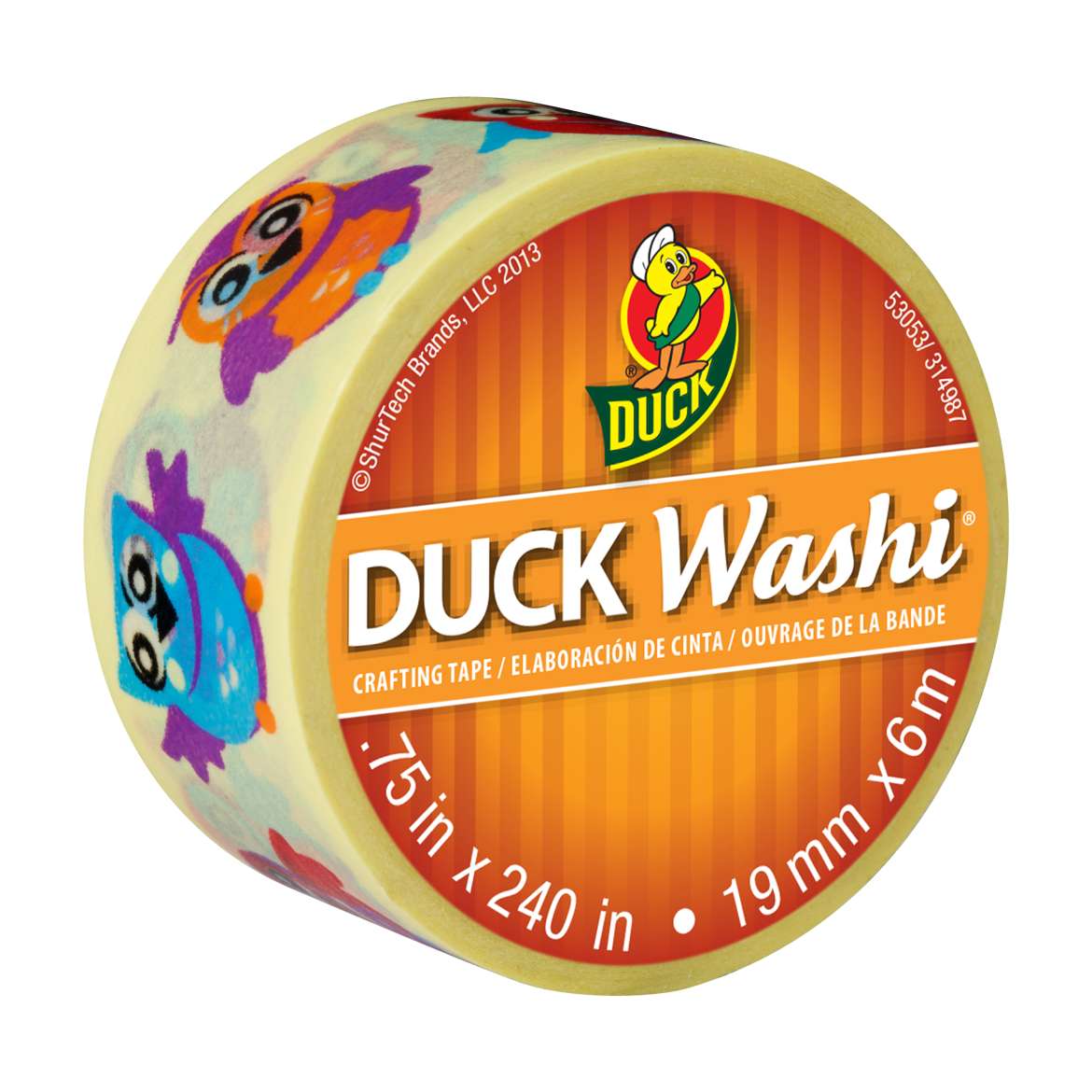 Duck Washi® Crafting Tape - Fun Owls, .75 in. x 240 in. Image