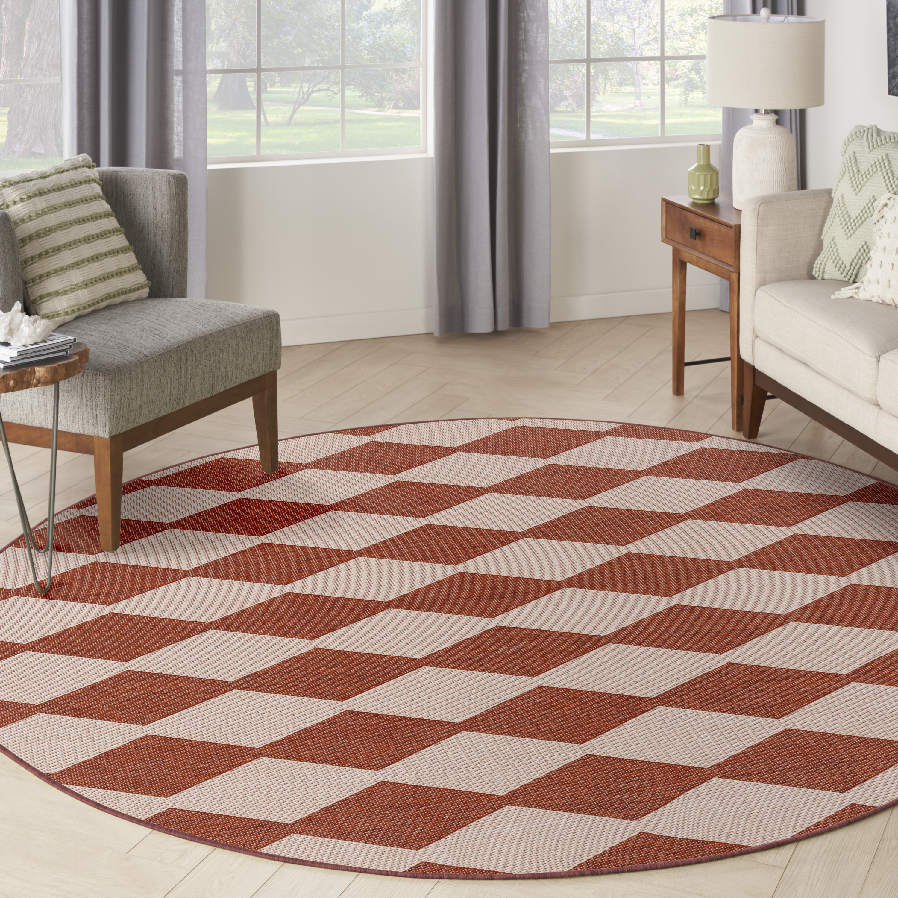 Nourison Positano 8' x Round Terracotta Modern Rug