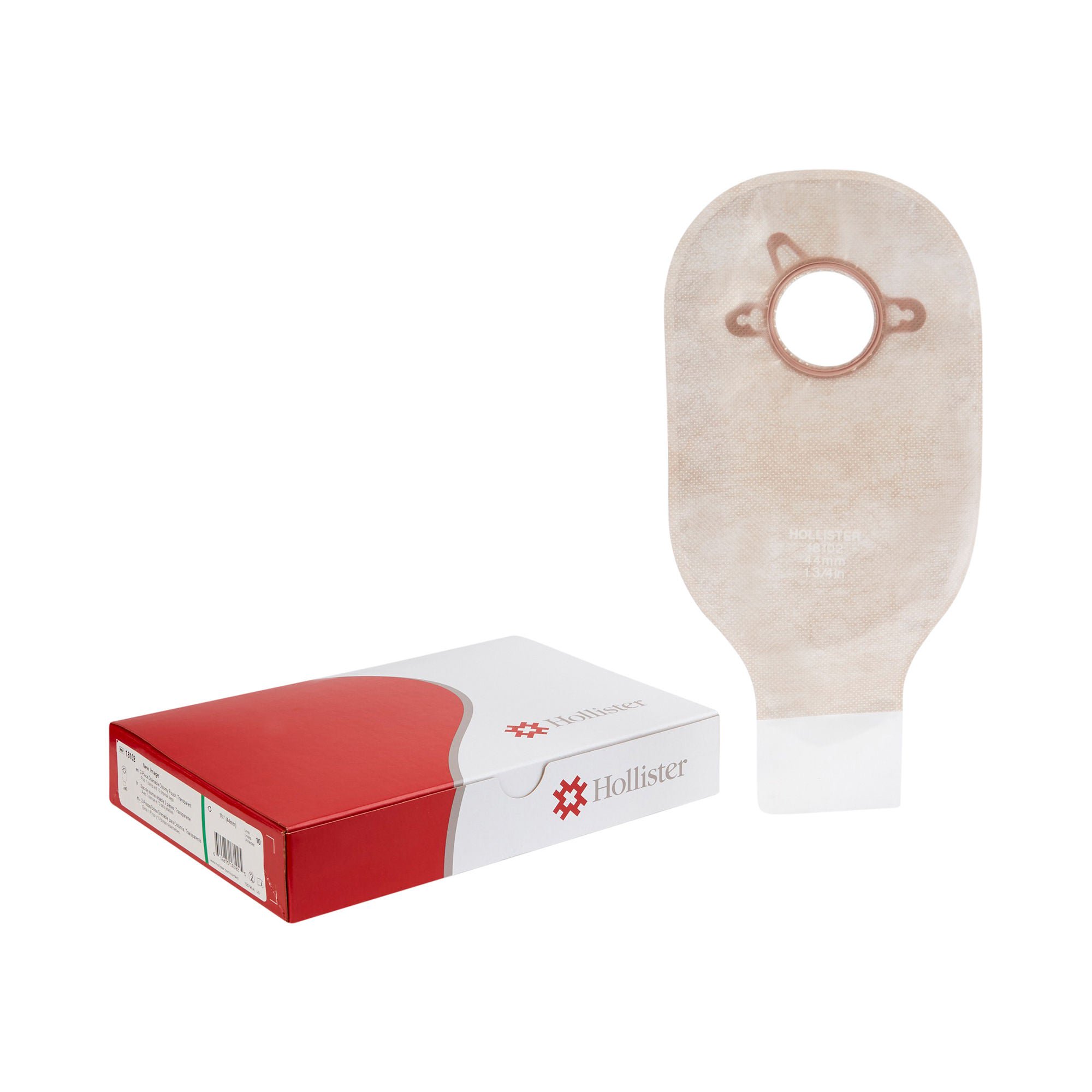 New Image™ 2-Piece Transparent Colostomy Pouch, Pre-cut to Fit 44mm, Green Match