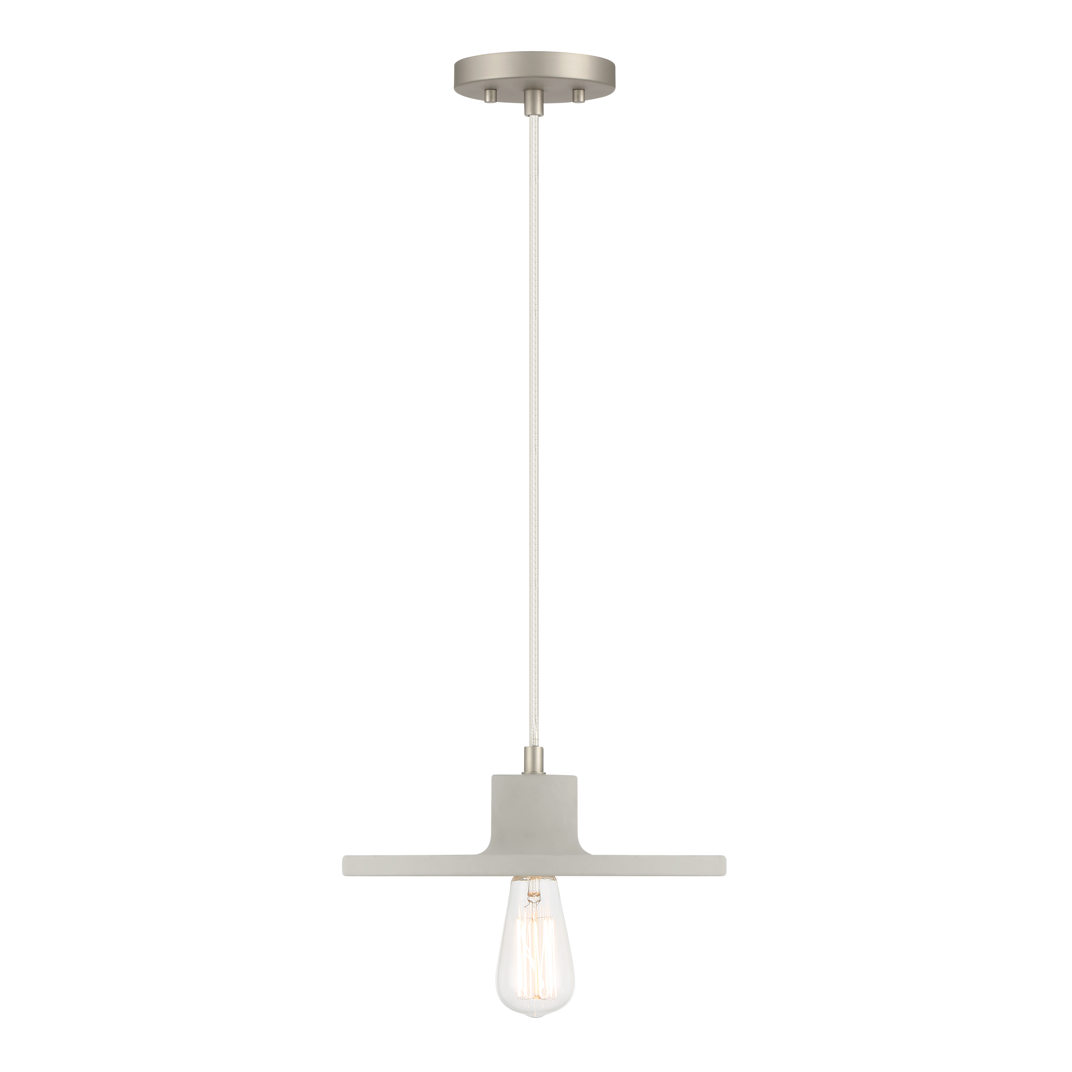 The Sima pendant combines raw industrial materials with refined metalwork. Its 12-inch cement shade delivers authentic texture while the burnished nickel finish adds warmth. Perfect for task lighting or clustered installations. - alternate view