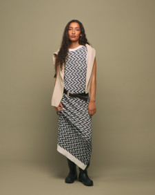 Olivia Knitted Midi Dress Cloud/Navy