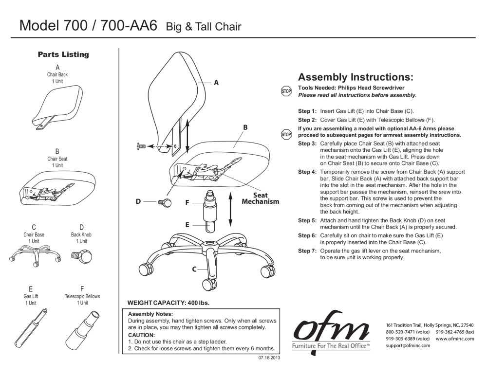 OFM Model 700AA6 Big and Tall Fabric MidBack Swivel Task Chair with