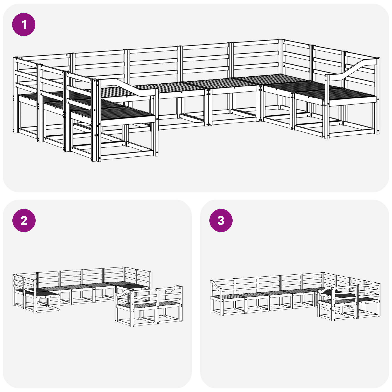 Buiten bankenset 9 pcs Wit Massief Acaciahout image 5