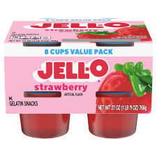 JELL-O Original Strawberry Gelatin Snack Cups Value Pack, 8 ct
