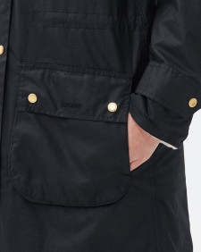 Long Cannich Waxed Jacket Black-Black Sage Tartan