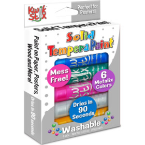 Solid Tempera Paint Stick, Metallic Colors, 6 Count