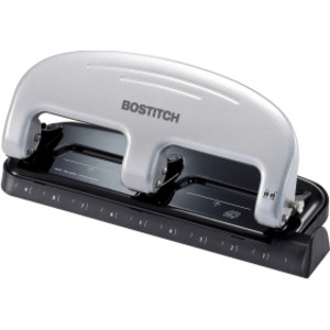 EZ Squeeze&trade; 3-Hole Punch, 20 Sheets, Silver/Black