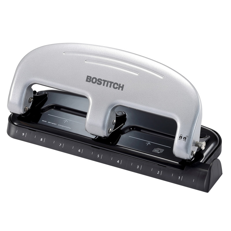 Inpress+Three-Hole+Punch%2C+20-Sheet+Capacity%2C+Black%2Fsilver
