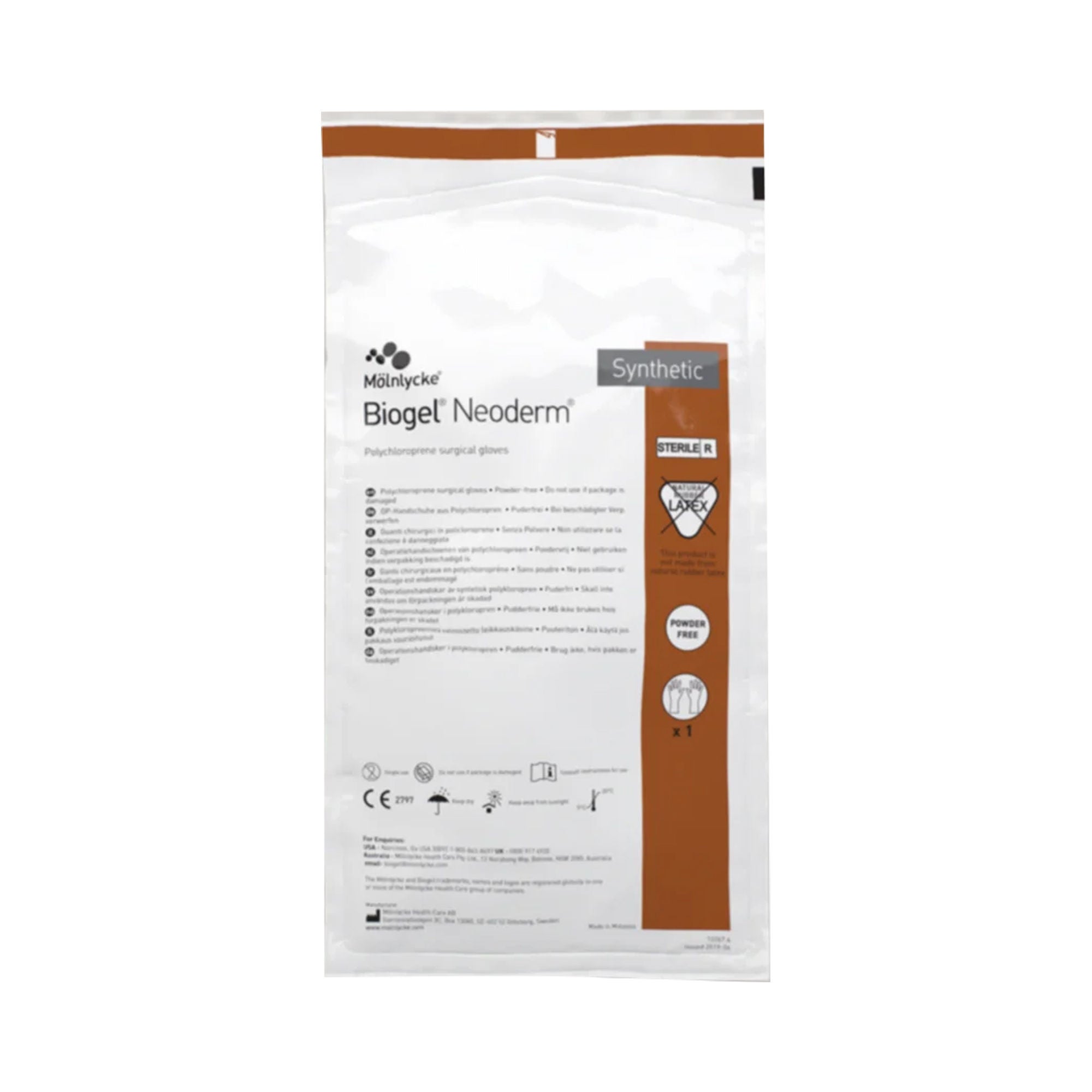 Biogel® NeoDerm® Polychloroprene Surgical Glove, Size 7, Light Brown