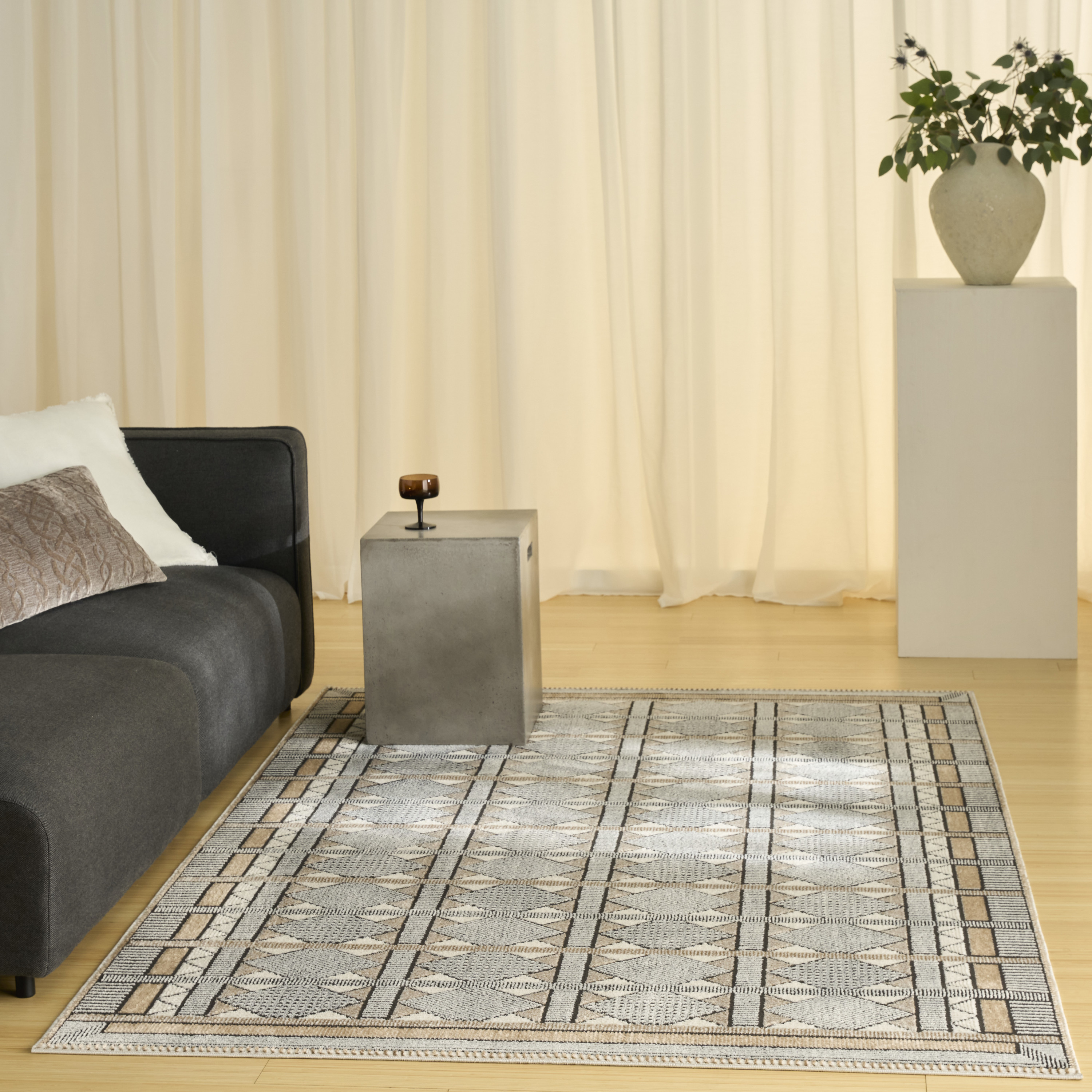 Nourison Nordic 4' x 6' Ivory Multicolor Modern Indoor Rug