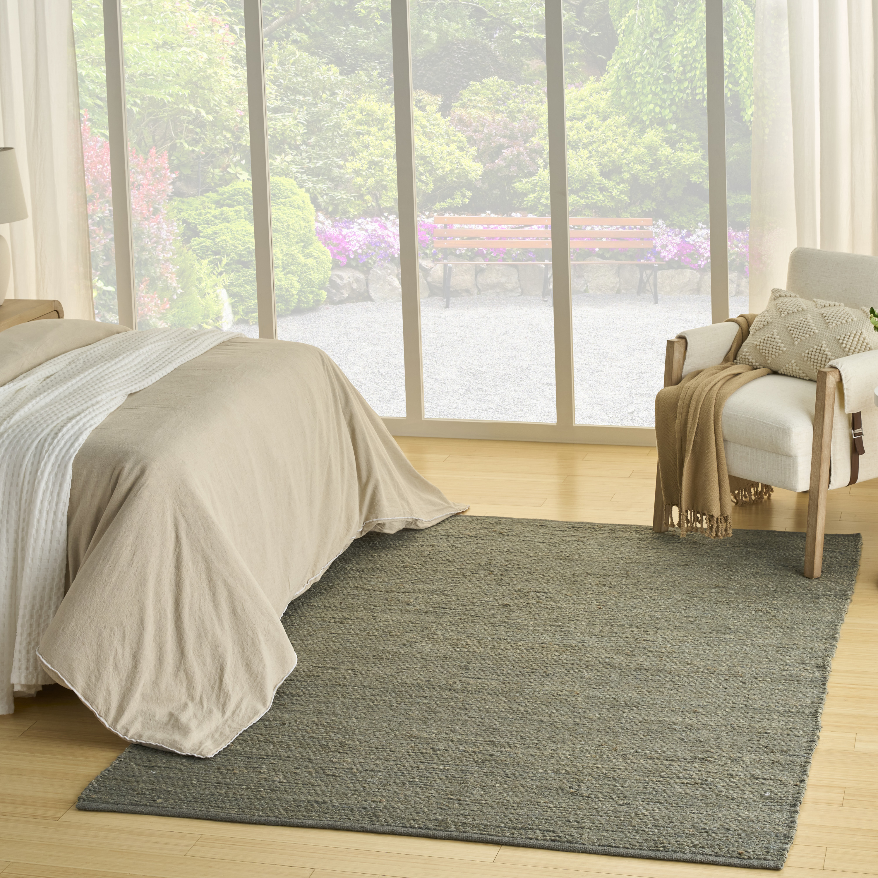 Nourison Natural Jute 10' x 14' Sage Farmhouse Indoor Rug