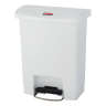 Rubbermaid Commercial, Streamline, Step-On, 8 gal, Resin, White, Rectangle, Receptacle