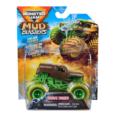 Monster Jam Mud Blasters, Grave Digger Color Change Monster Jam Truck, 1:64 Die Cast Vehicle, Kids Toys for Boys and Girls 3+