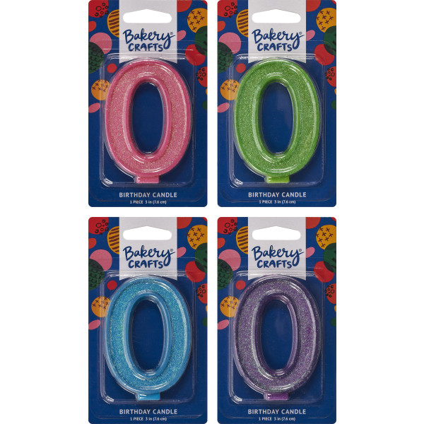 0 Glitter Numeral Candles