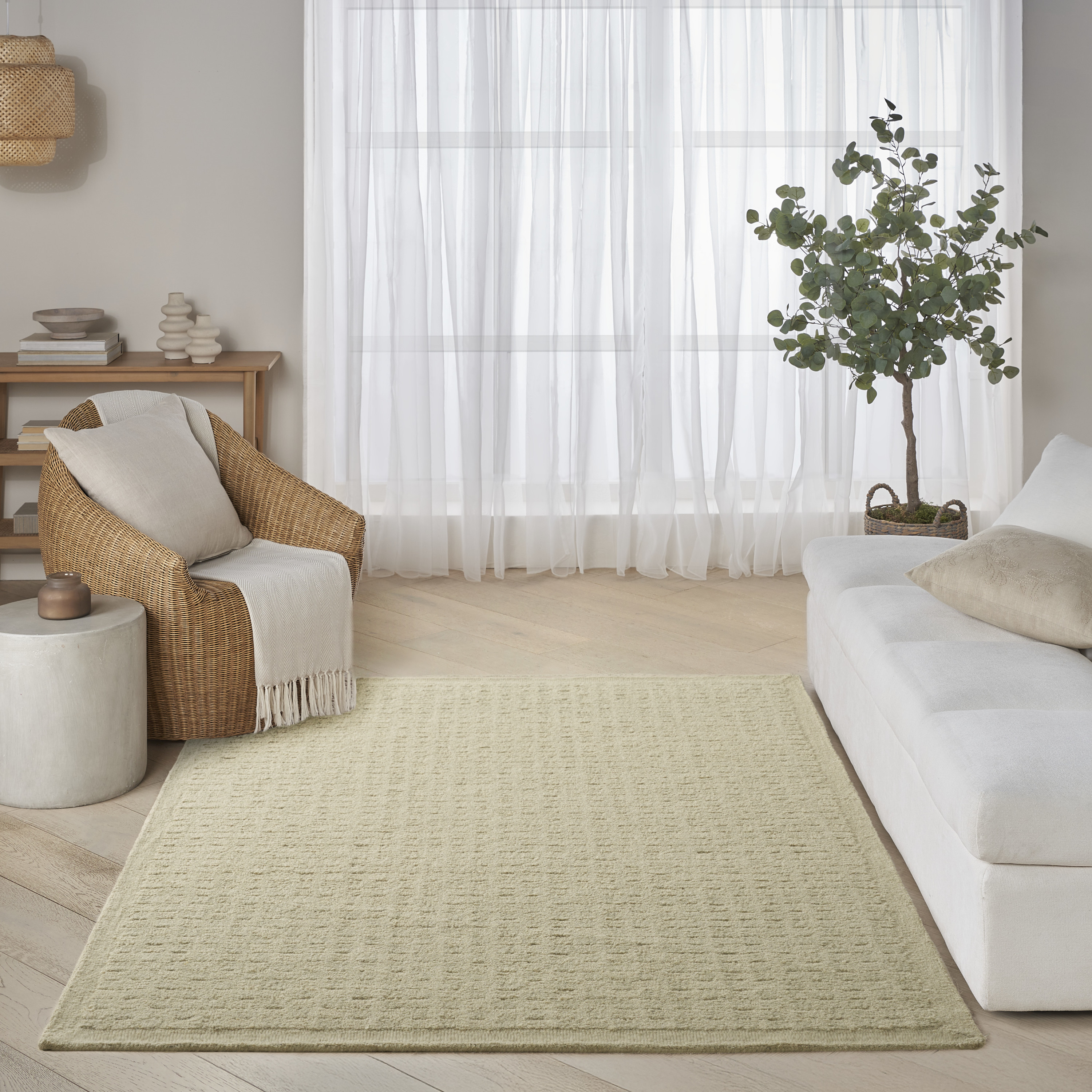 DKNY Pure Grids 3'9" x 5'9" Light Green Contemporary Indoor Rug