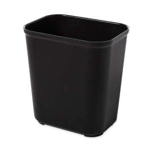 Rubbermaid Commercial, Fire Resistant, 7gal, Resin, Black, Rectangle, Receptacle