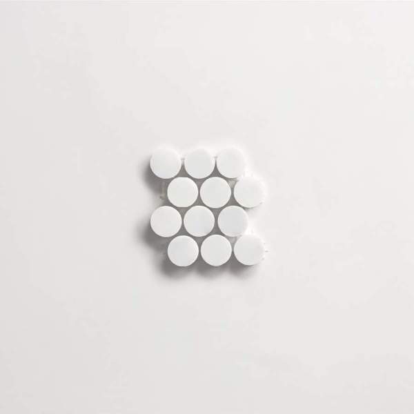 clé lapidary: legacy | penny rounds mosaic sheet | honed | thassos | sample 