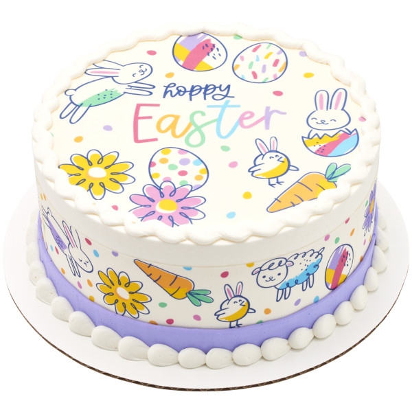 Hoppy Easter Doodle Bunny PhotoCake® Edible Image® Strips