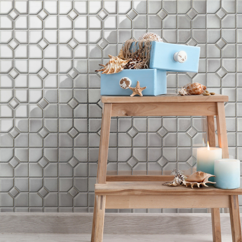 Sample – Hudson Oxford Grey Eye Porcelain Mosaic Tile