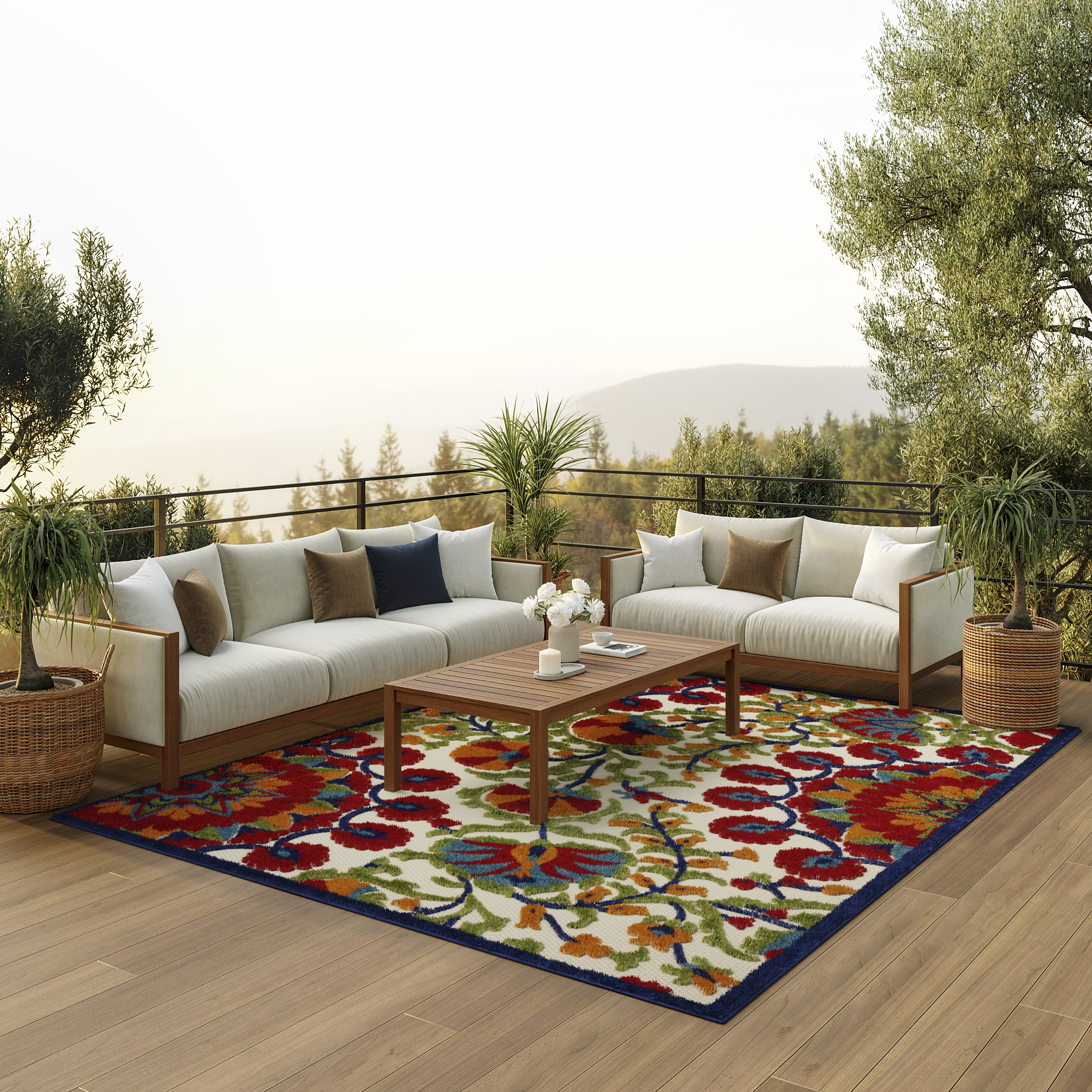Nourison Aloha 7' x 10' Red Multicolor Transitional Rug