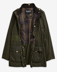 Barbour Re-Loved Defence Waxed Jacket - Size 18 Olive