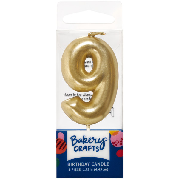 9 Mini Gold Numeral Candles