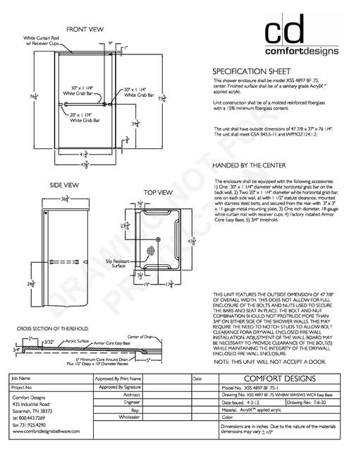 Spec Sheet — Cd Shower Spec Sheet Xss 4897bf
