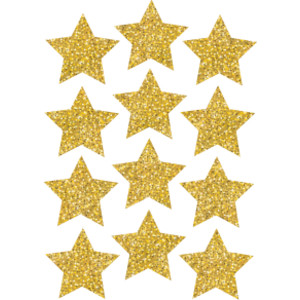 Die-Cut Magnets, 3" Gold Sparkle Stars, Pack of 12