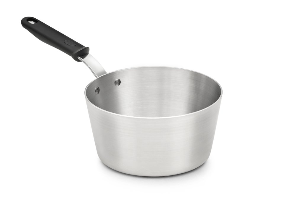 3 ¾-quart Wear-Ever® tapered aluminum saucepan with natural finish and silicone handle