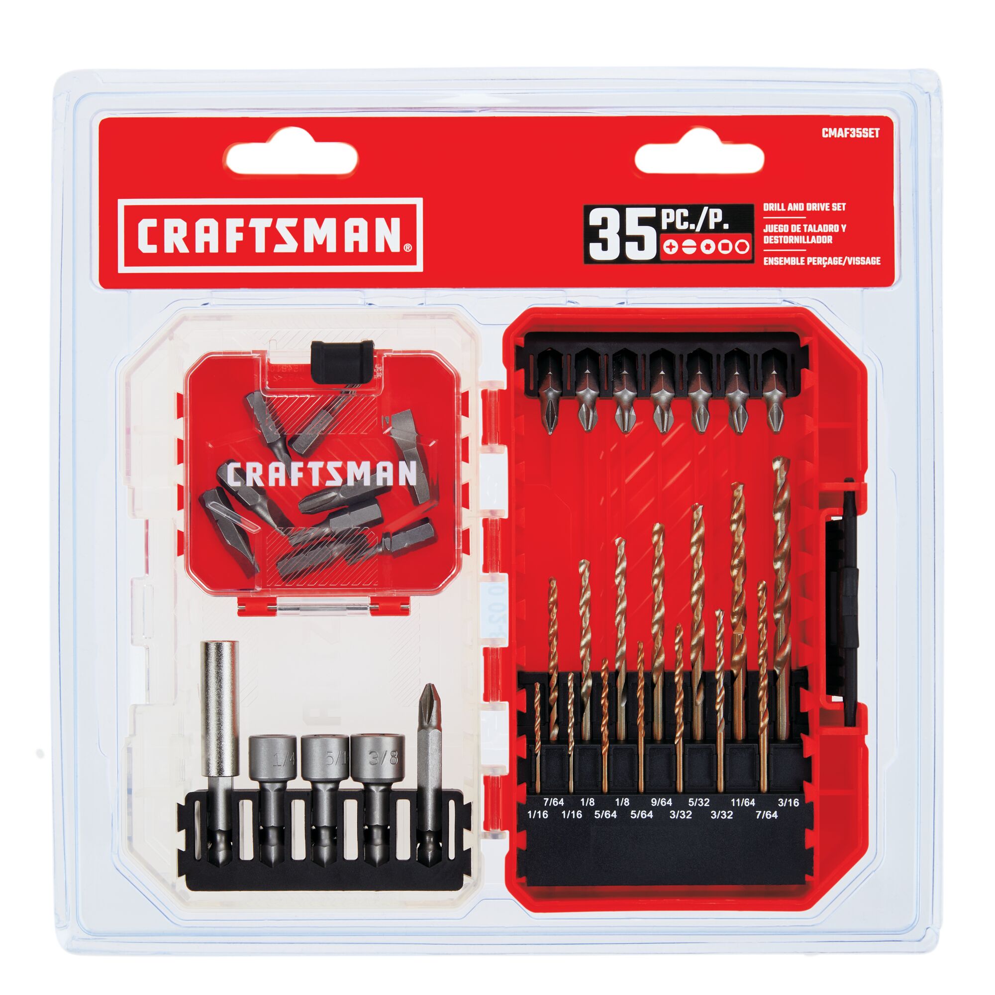 Screwdriver Bit Set Drill or Driver 35 piece in blister packaging.