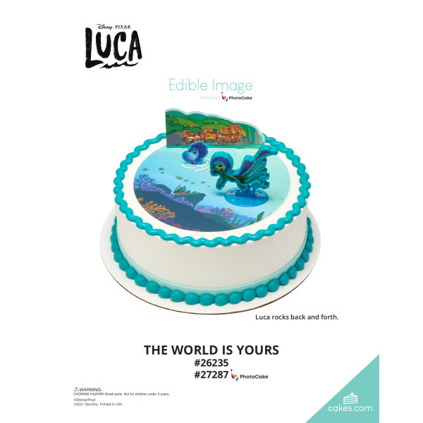 Disney and Pixar's Luca The World is Yours The Magic of Cakes® PhotoCake® Enhanced Round Background Page