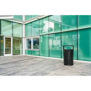 Rubbermaid Commercial, Resist, 33 gal, Metal, Black, Round, Receptacle