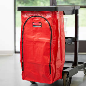 Rubbermaid Commercial, 34 Gal Vinyl Bag for High Capacity Janitorial Cleaning Carts, Red