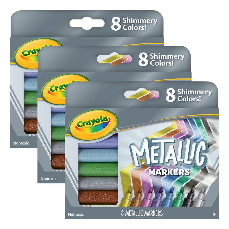 Metallic Markers, 8 Per Box, 3 Boxes