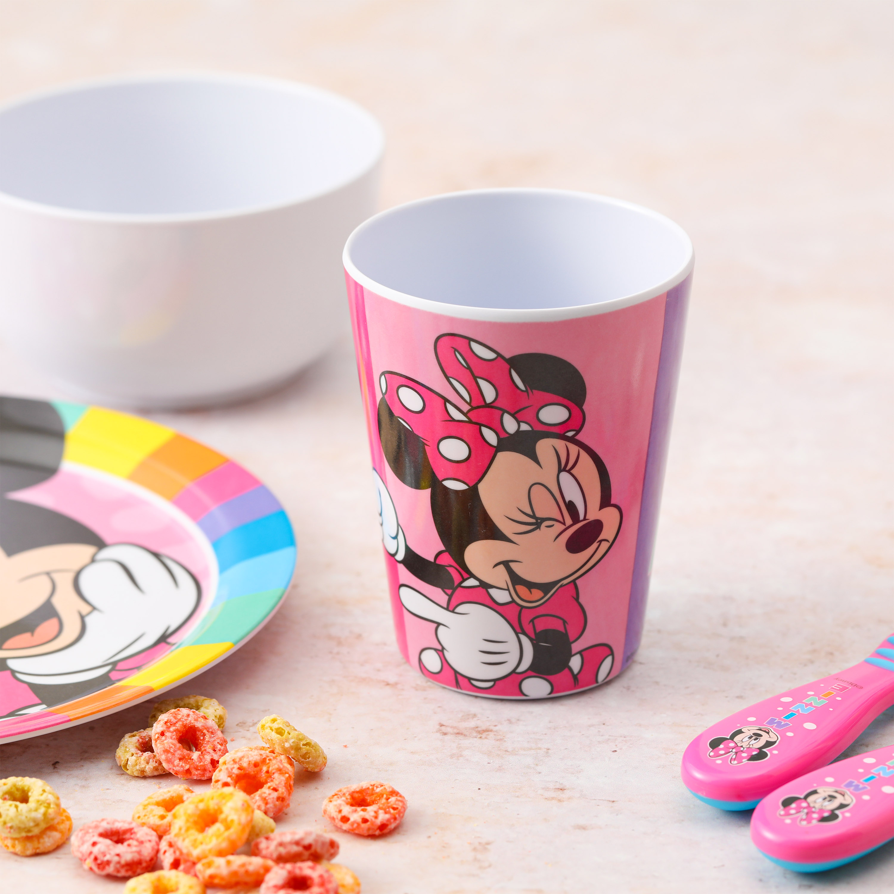 Disney Plate, Bowl, Tumbler, Water Bottle and Flatware Set for Kids, Minnie Mouse, 5-piece set slideshow image 5 Disney Plate, Bowl, Tumbler, Water Bottle and Flatware Set for Kids, Minnie Mouse, 5-piece set slideshow image 5