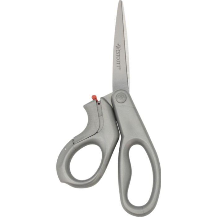 E-Z Open Box Opener Stainless Steel Shears, 8 in Long, 3.25 in Cut Length, Offset Gray Handle